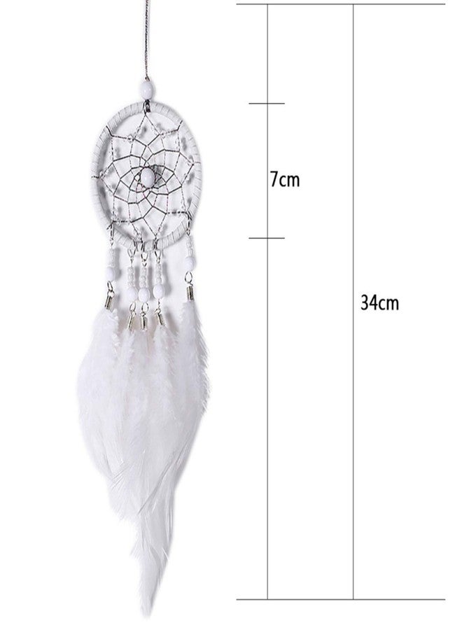 SPANICE Feather Dream Catcher Pendant, Small Car Charm for Wall & Bedroom Hanging Decorations (White) - Image 3